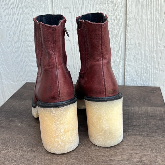 Free People James Leather Chelsea Boot cherry chocolate platform heel boots 37.5 - Picture 10 of 16
